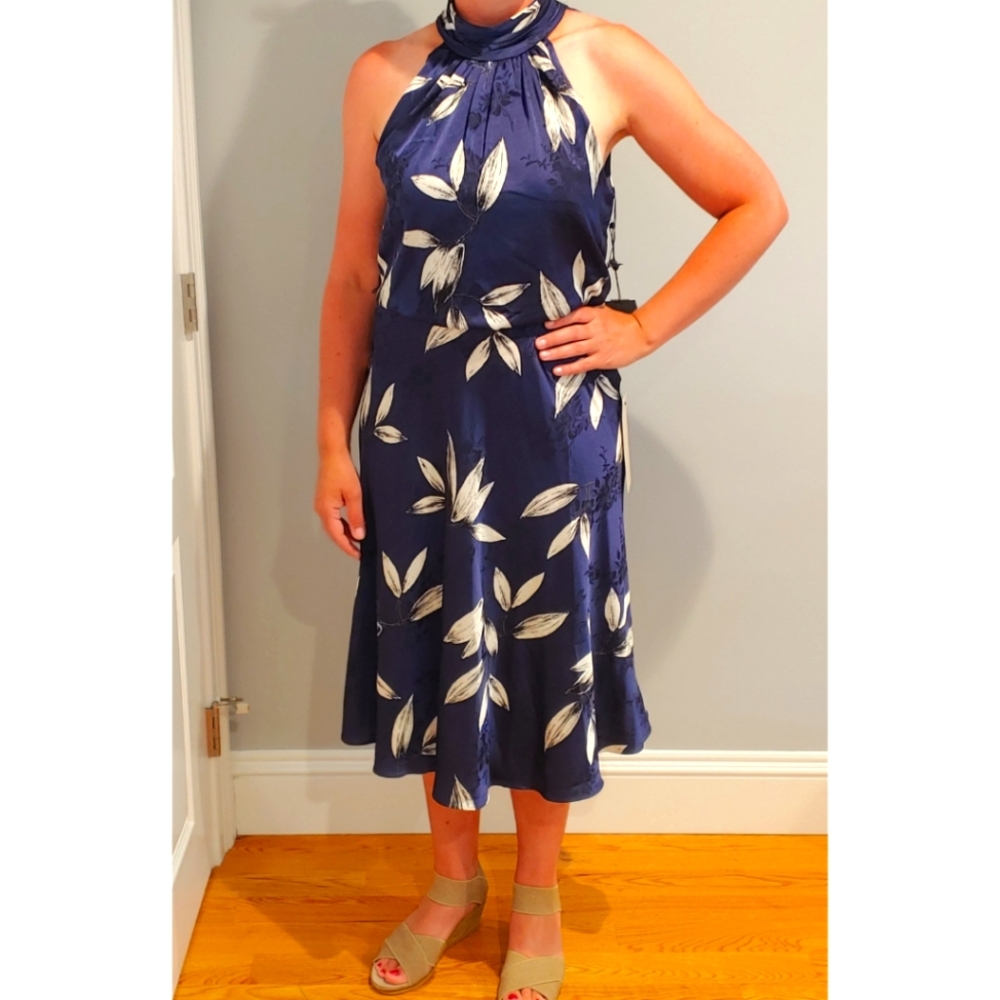 Adrianna Papell midi halter dress NWT